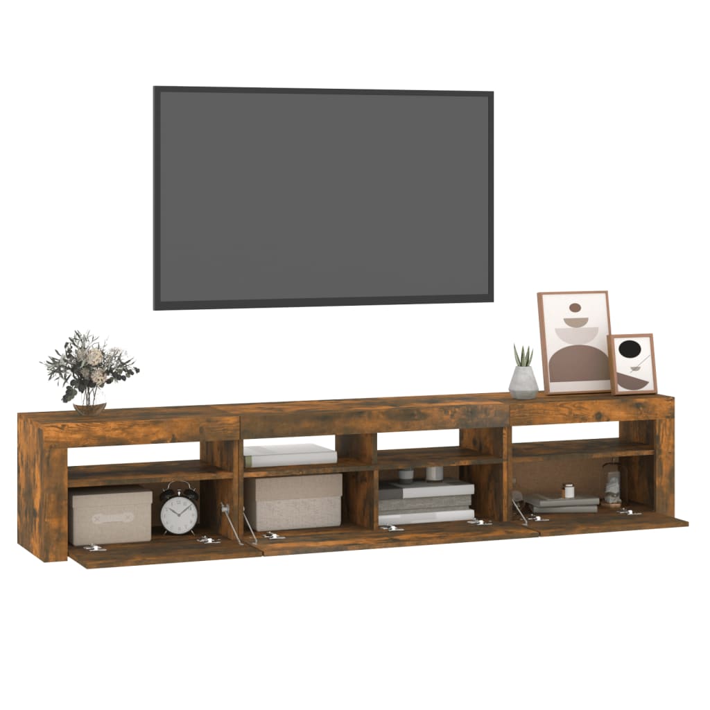 füstös tölgy színű TV-szekrény LED-világítással 210x35x40 cm