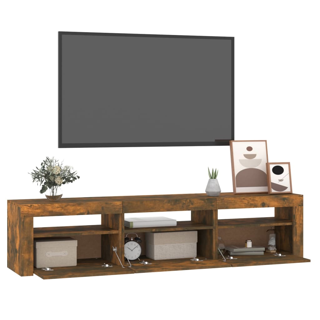 füstös tölgy színű TV-szekrény LED-világítással 180x35x40 cm