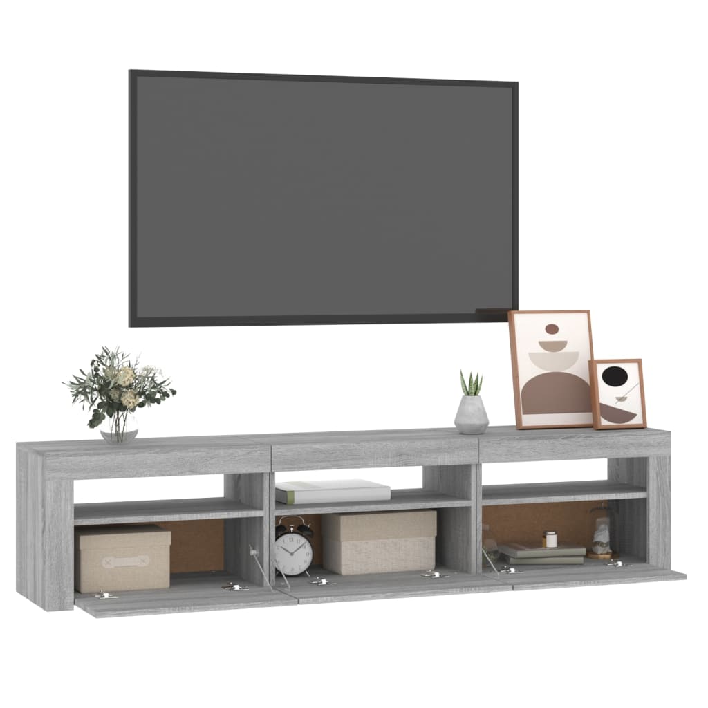 szürke sonoma színű TV-szekrény LED-lámpákkal 180x35x40 cm