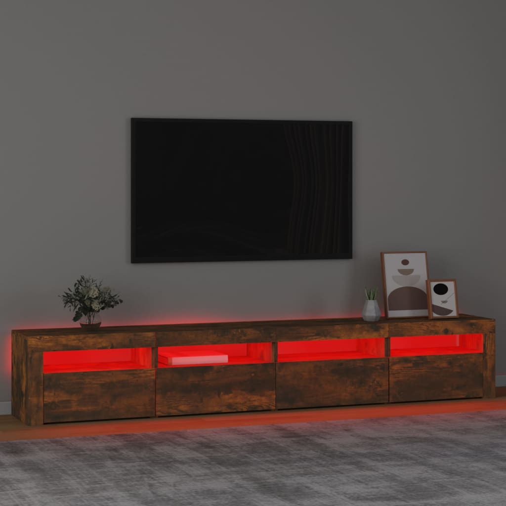 füstös tölgy színű TV-szekrény LED-lámpákkal 240x35x40 cm