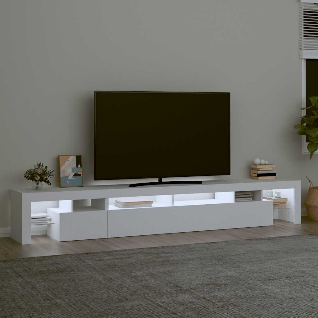 fehér TV-szekrény LED-lámpákkal 260x36,5x40 cm
