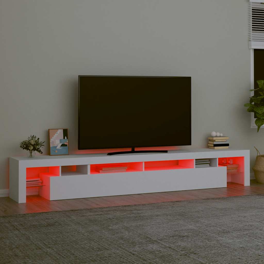 fehér TV-szekrény LED-lámpákkal 260x36,5x40 cm