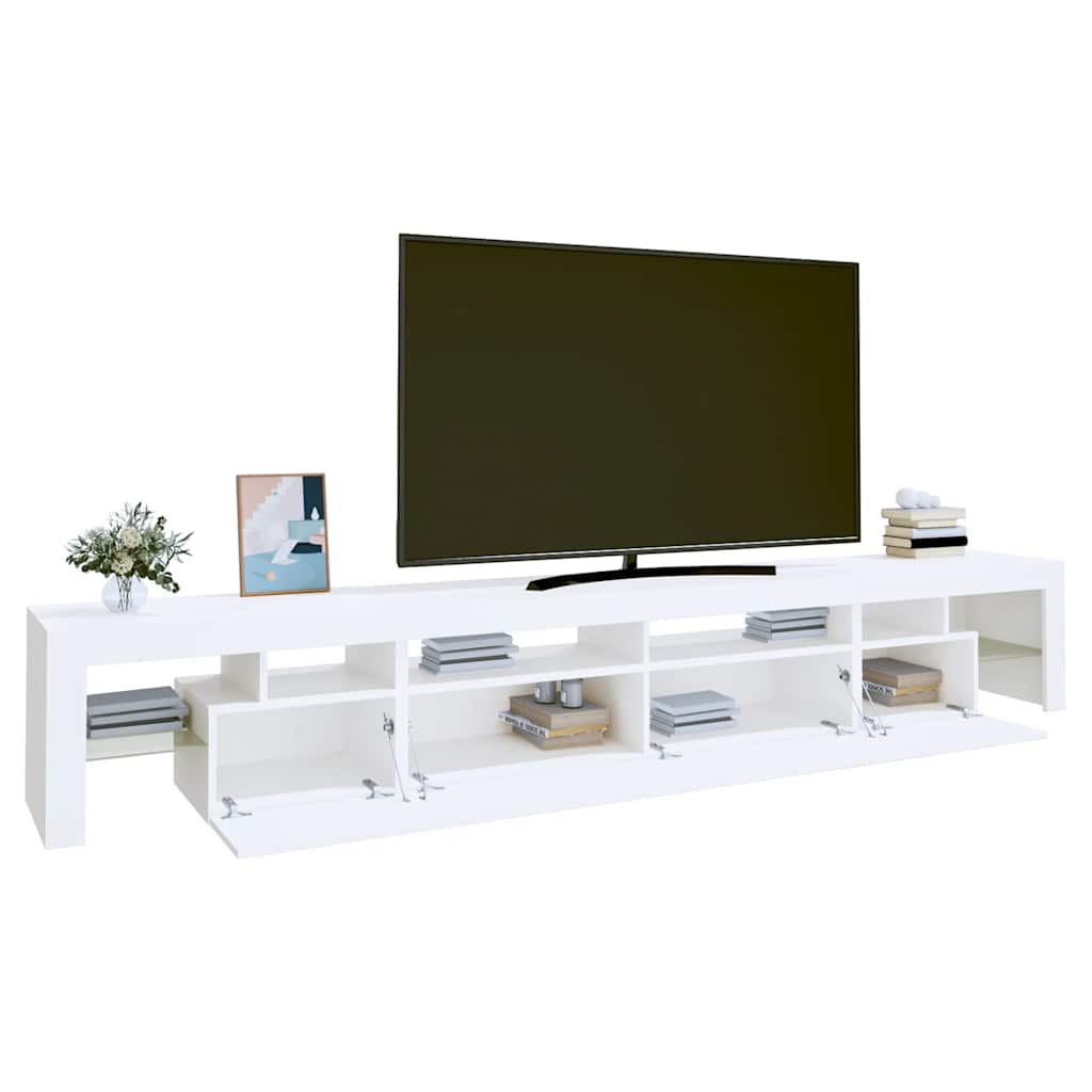 fehér TV-szekrény LED-lámpákkal 260x36,5x40 cm