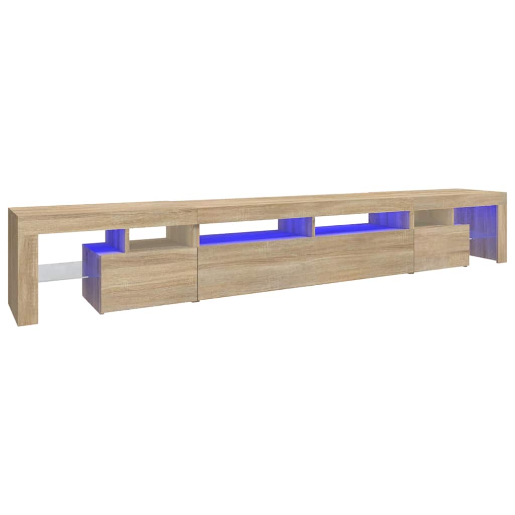 sonoma tölgy színű TV-szekrény LED-lámpákkal 260x36,5x40 cm