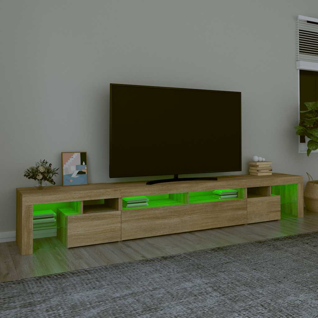 sonoma tölgy színű TV-szekrény LED-lámpákkal 260x36,5x40 cm