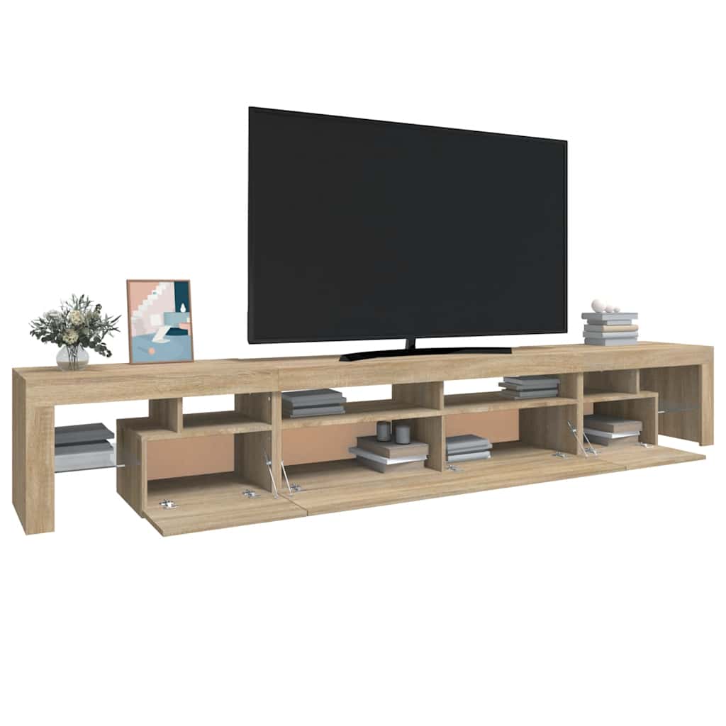sonoma tölgy színű TV-szekrény LED-lámpákkal 260x36,5x40 cm