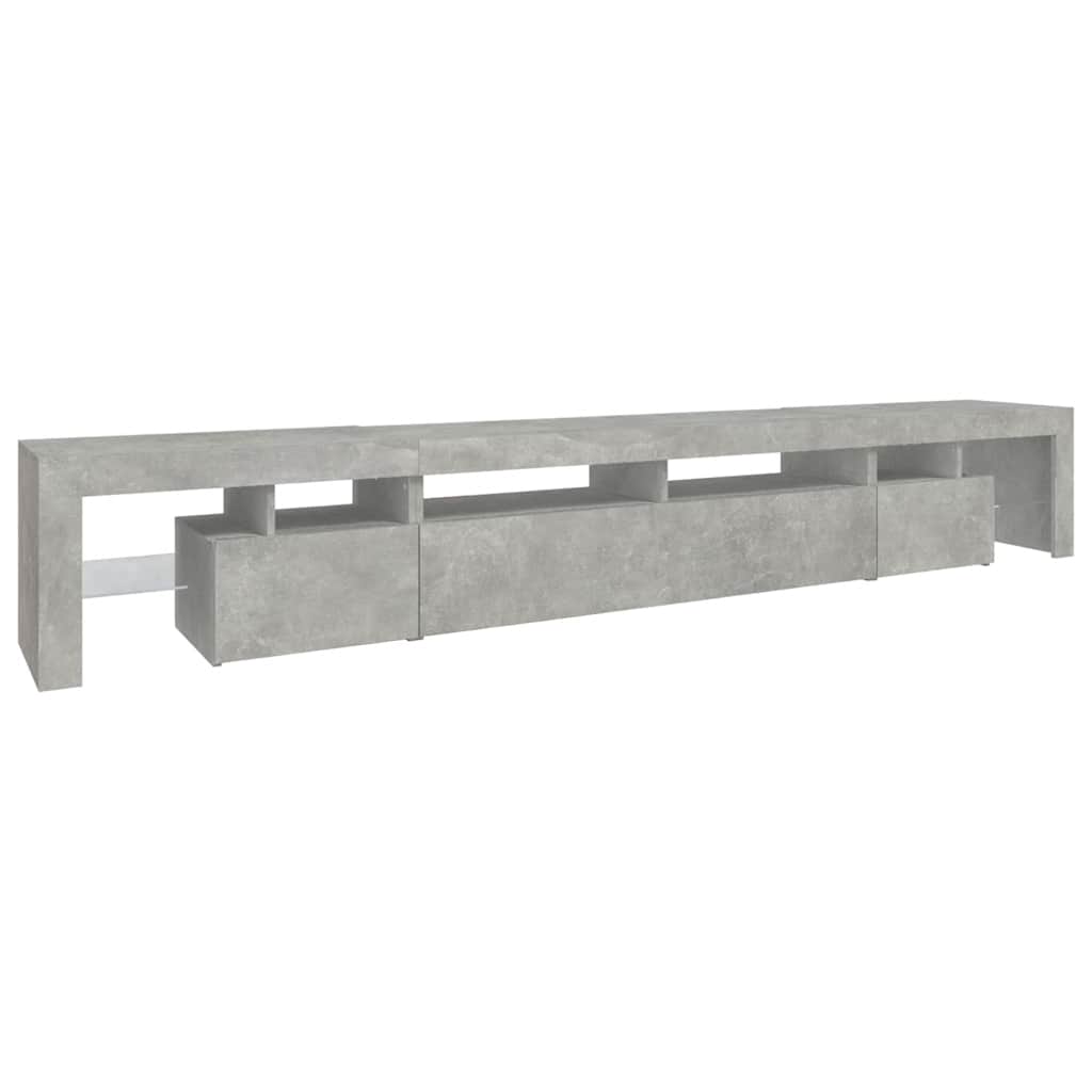 betonszürke TV-szekrény LED lámpákkal 260x36,5x40 cm