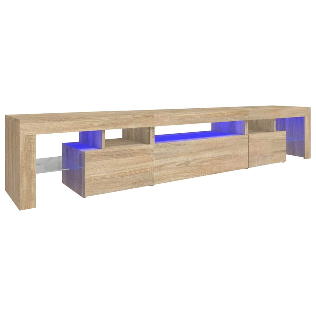 sonoma tölgy színű TV-szekrény LED-lámpákkal 215x36,5x40 cm