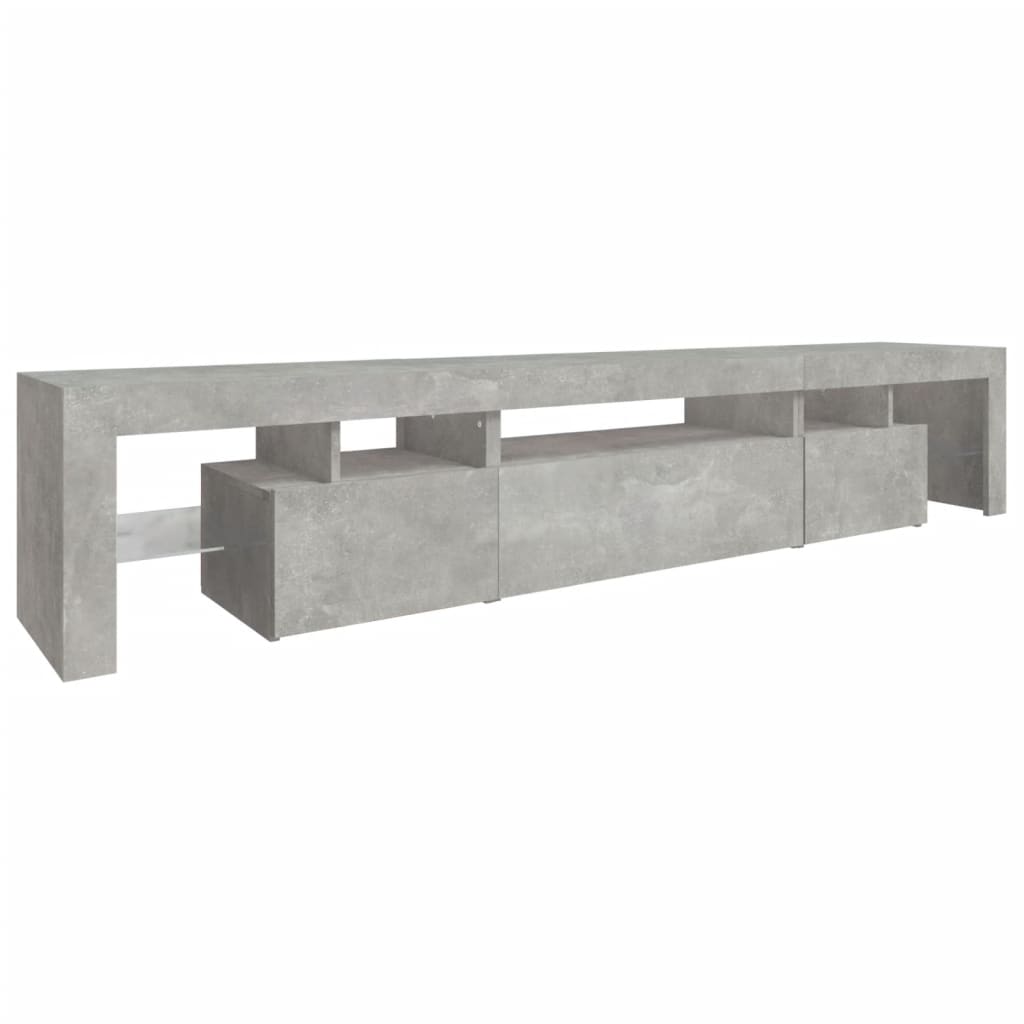 betonszürke TV-szekrény LED lámpákkal 215x36,5x40 cm
