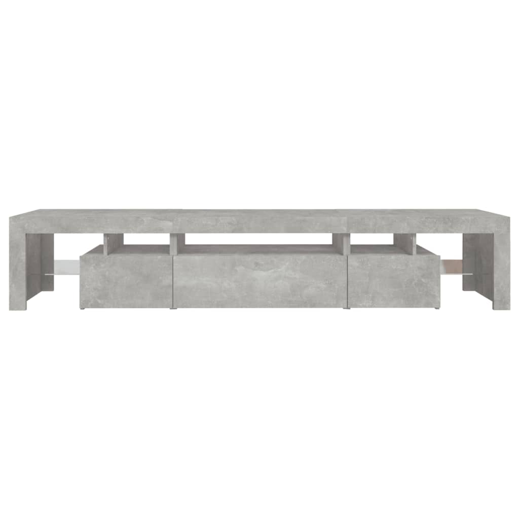 betonszürke TV-szekrény LED lámpákkal 215x36,5x40 cm