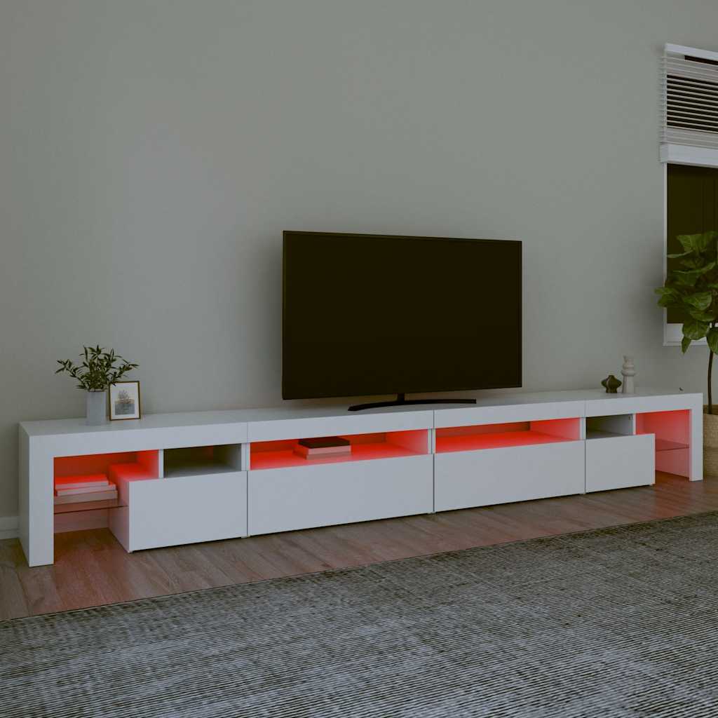 fehér TV-szekrény LED-lámpákkal 290x36,5x40 cm