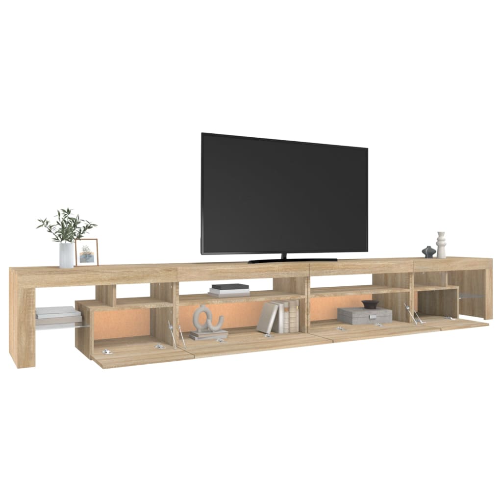 sonoma tölgy színű TV-szekrény LED-lámpákkal 290x36,5x40 cm