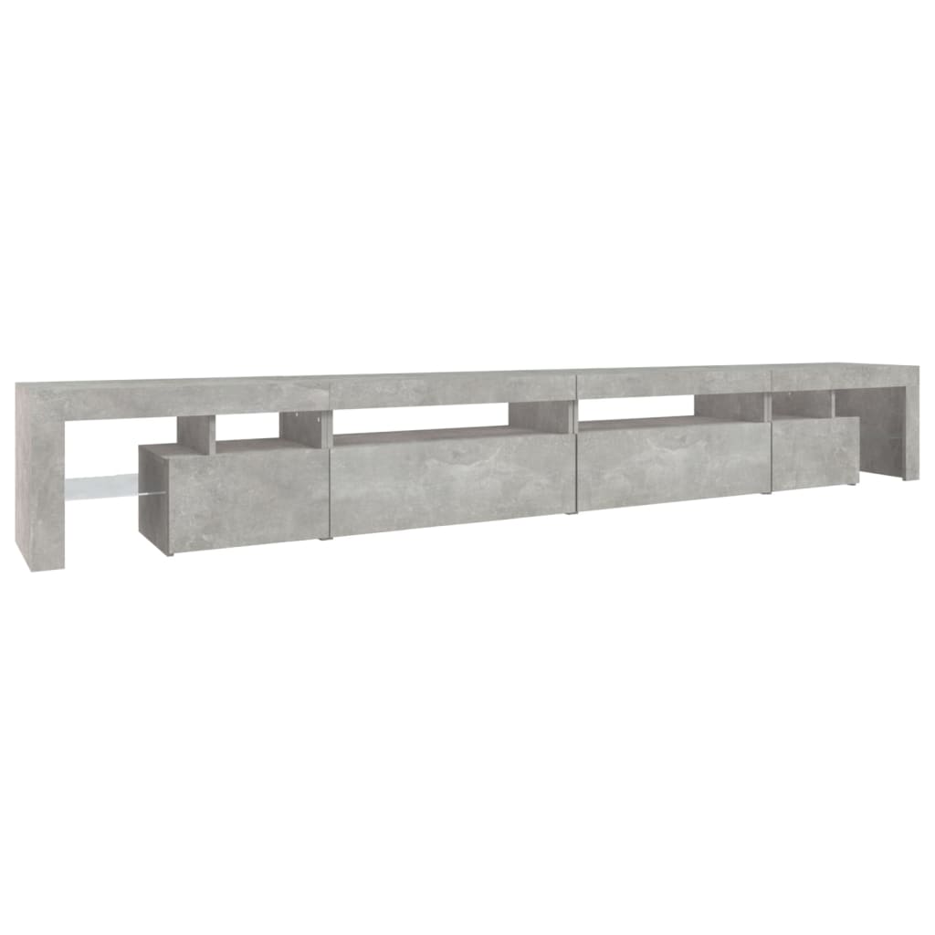 betonszürke TV-szekrény LED-lámpákkal 290x36,5x40 cm