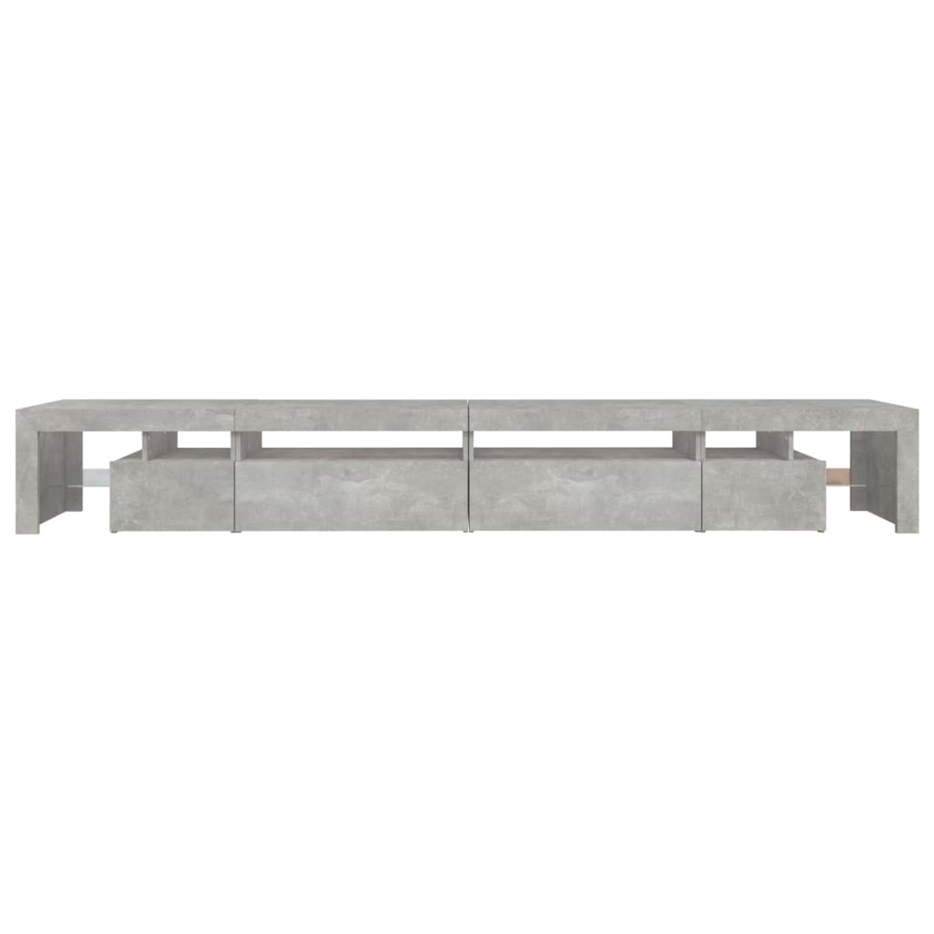 betonszürke TV-szekrény LED-lámpákkal 290x36,5x40 cm