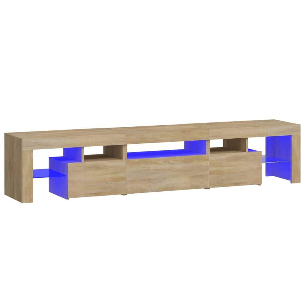 sonoma tölgy színű TV-szekrény LED-lámpákkal 200x36,5x40 cm