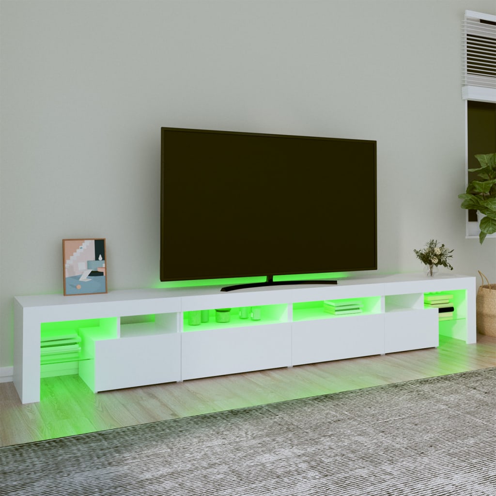 fehér TV-szekrény LED-lámpákkal 260x36,5x40 cm