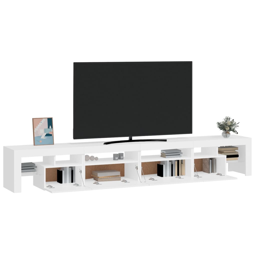 fehér TV-szekrény LED-lámpákkal 260x36,5x40 cm