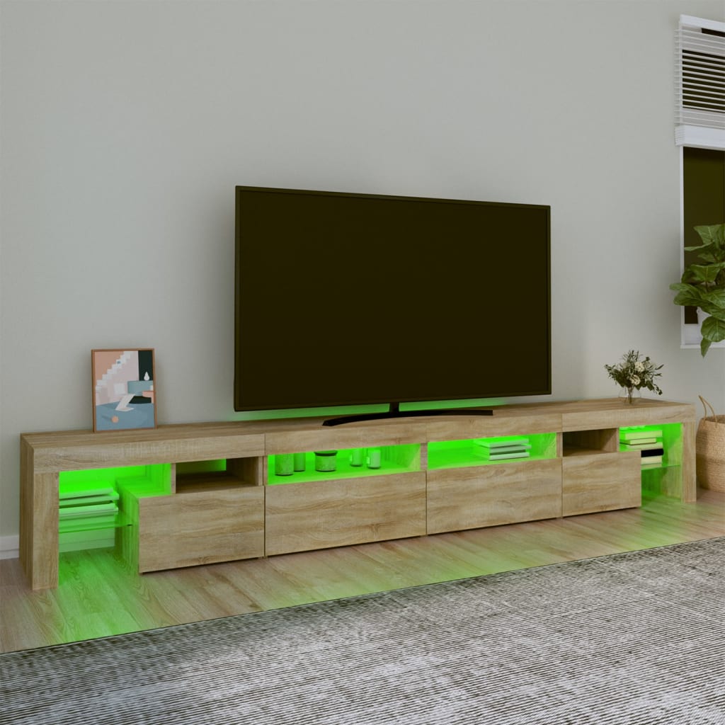 sonoma tölgy színű TV-szekrény LED-lámpákkal 260x36,5x40 cm