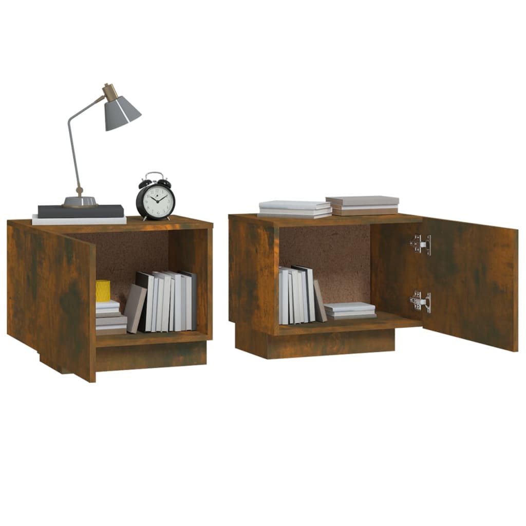 füstös tölgy színű szerelt fa éjjeliszekrény 100 x 35 x 40 cm