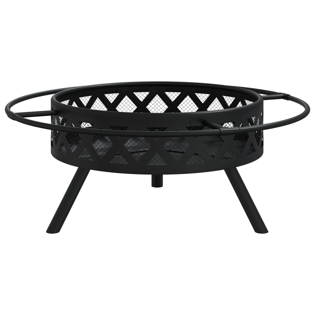 acél XXL méretű tűztál piszkavassal 70 cm