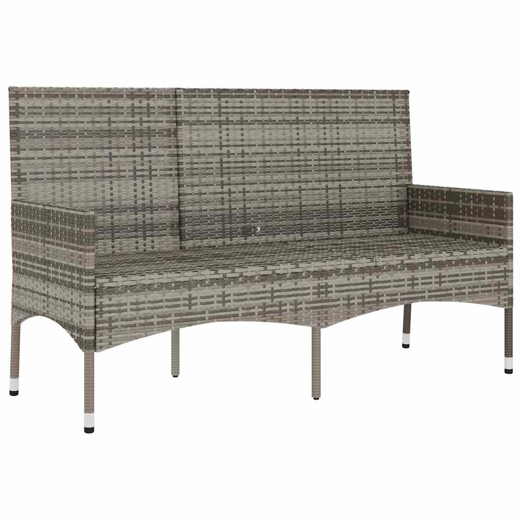 3 személyes szürke polyrattan kerti kanapé párnával