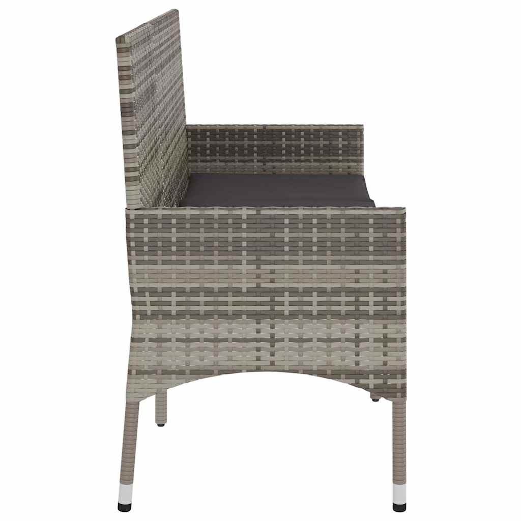 3 személyes szürke polyrattan kerti kanapé párnával