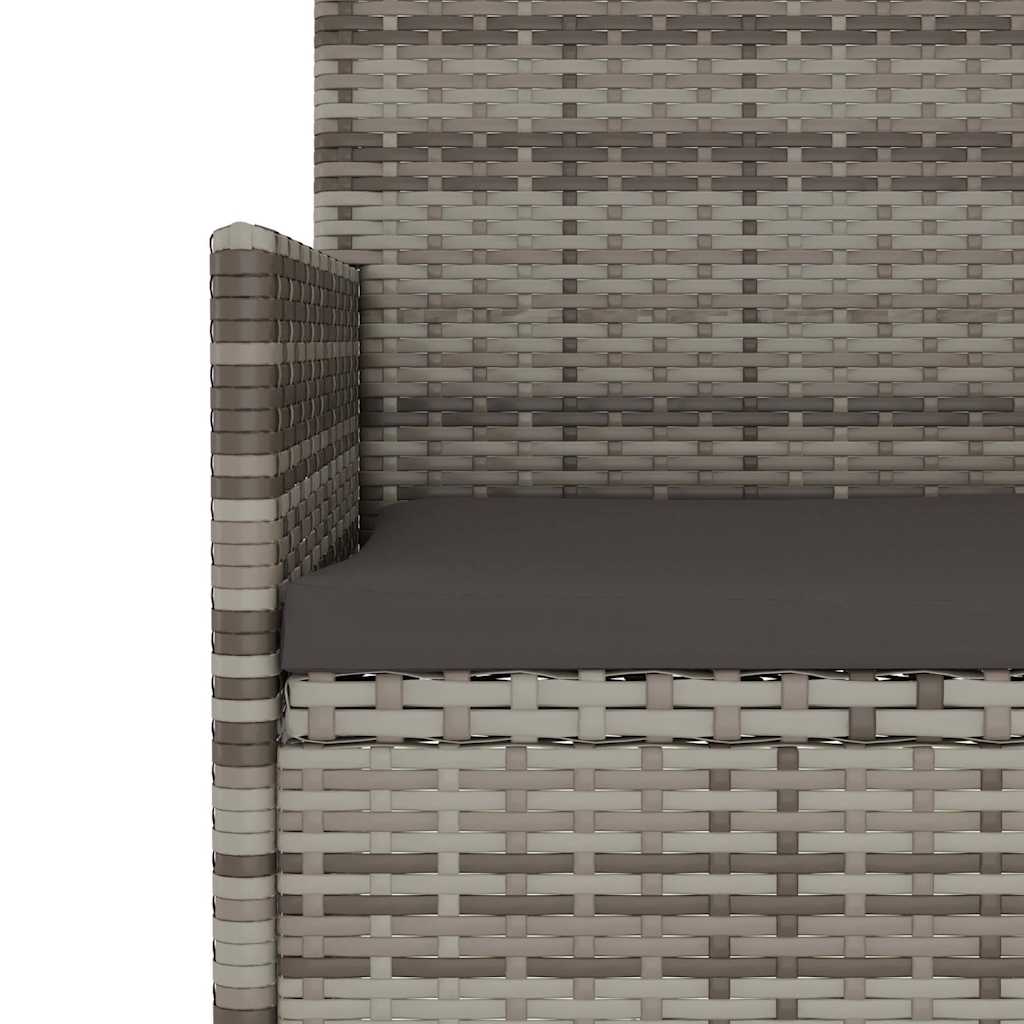 3 személyes szürke polyrattan kerti kanapé párnával