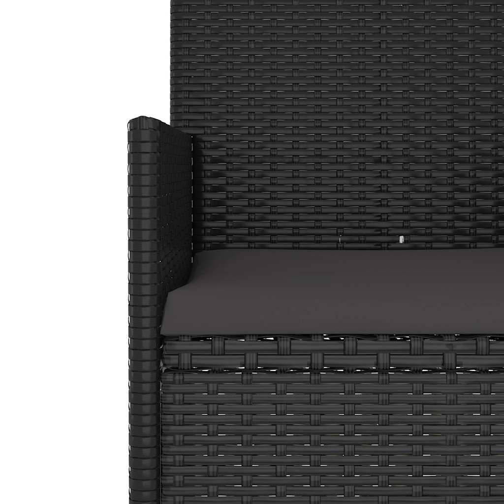 4 részes fekete polyrattan kerti ülőgarnitúra párnákkal