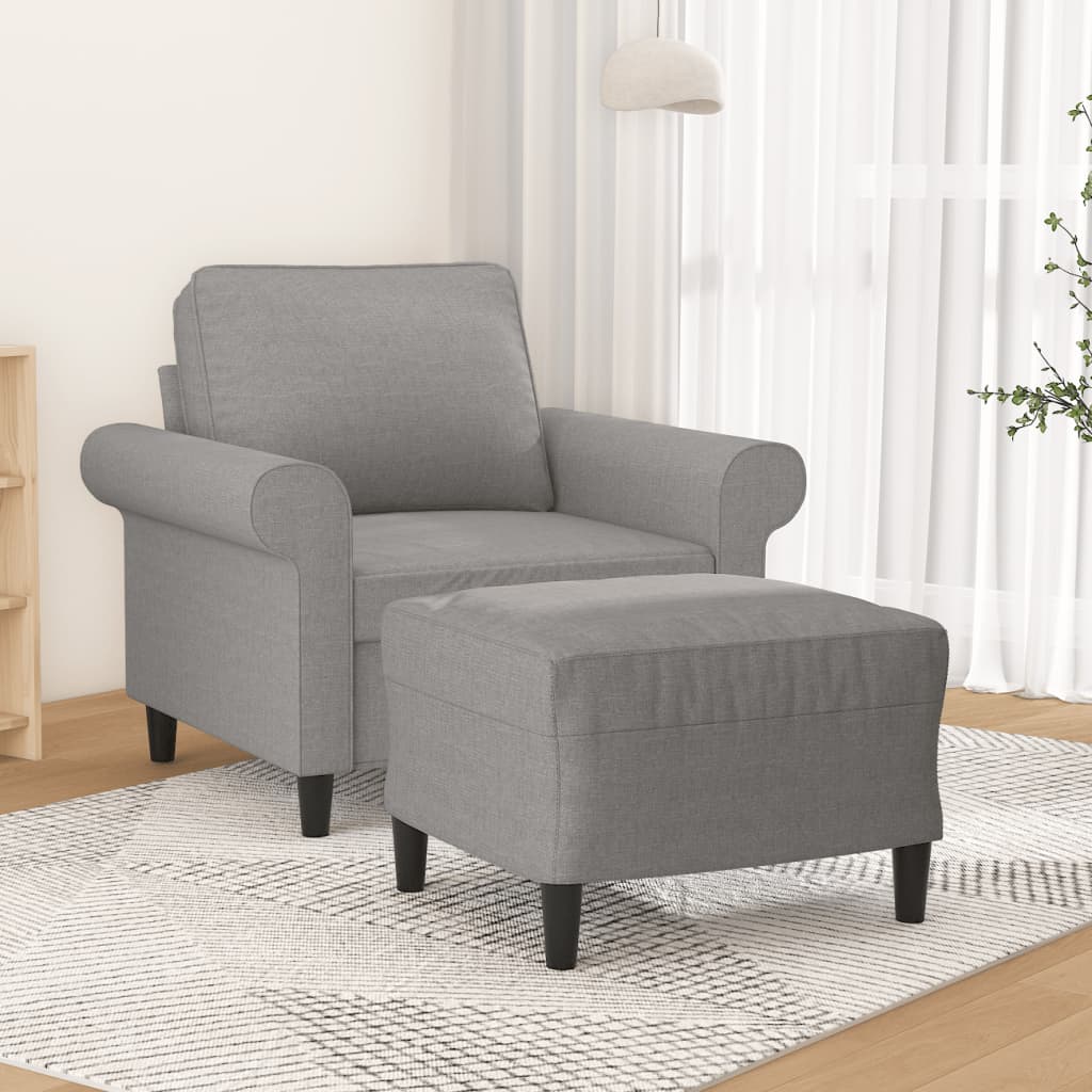 világosszürke szövet kanapéfotel lábtartóval 60 cm