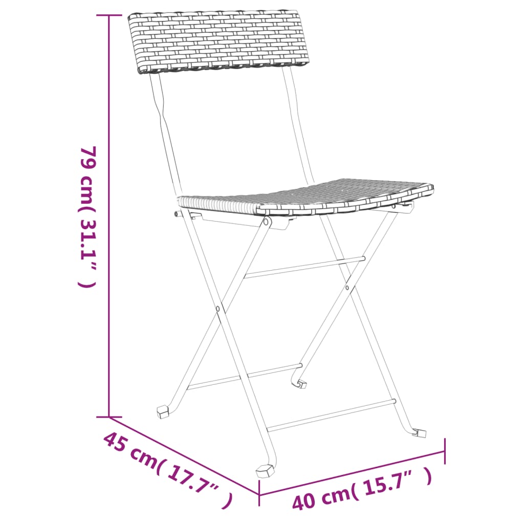 8 db szürke polyrattan összecsukható bisztrószék