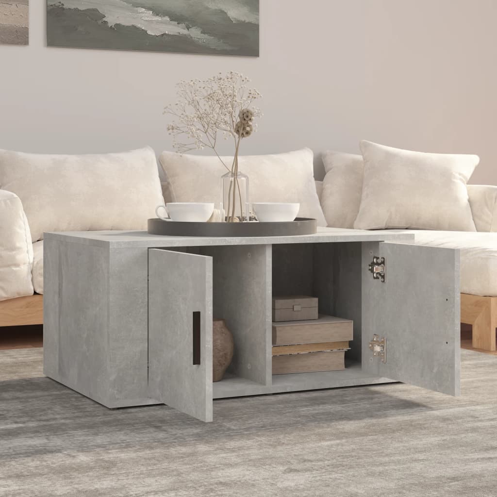 betonszürke szerelt fa dohányzóasztal 80 x 50 x 36 cm