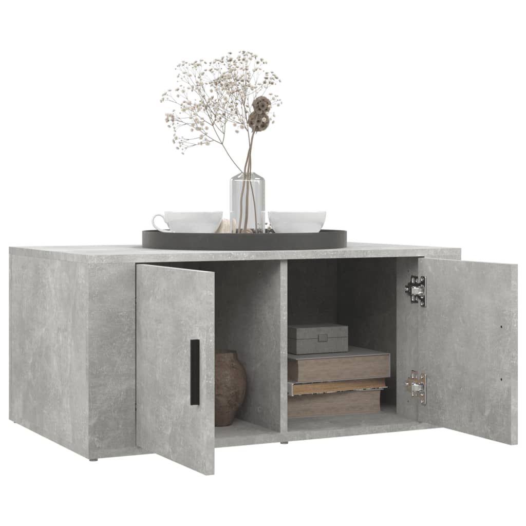 betonszürke szerelt fa dohányzóasztal 80 x 50 x 36 cm