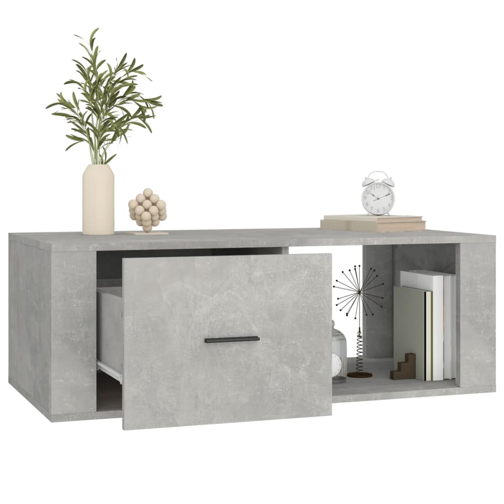 betonszürke szerelt fa dohányzóasztal 100x50,5x35 cm