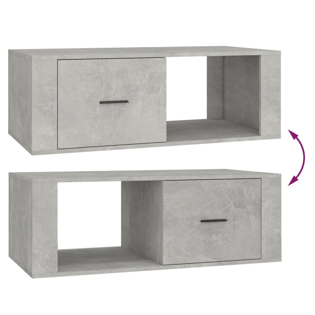 betonszürke szerelt fa dohányzóasztal 100x50,5x35 cm