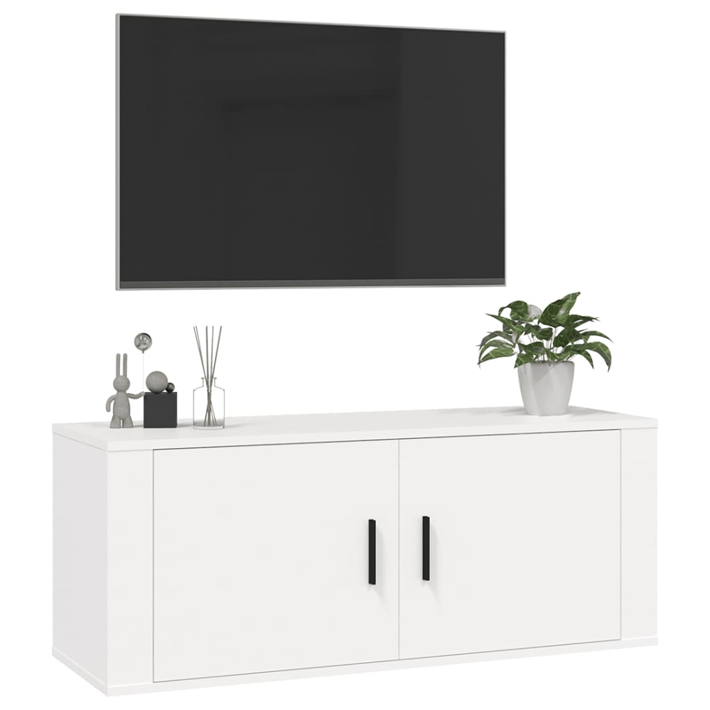 magasfényű fehér fali TV-szekrény 100x34,5x40 cm