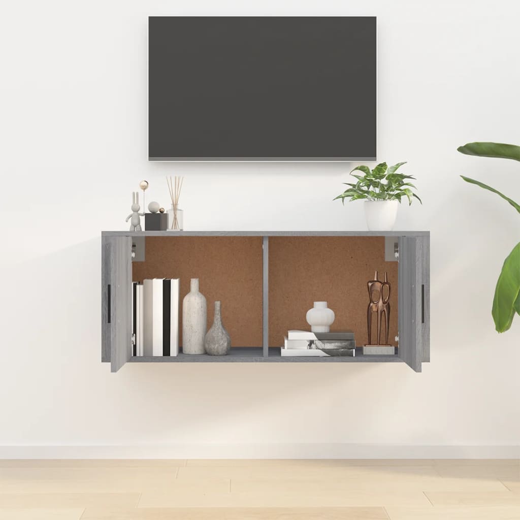 szürke sonoma színű fali TV-szekrény 100x34,5x40 cm