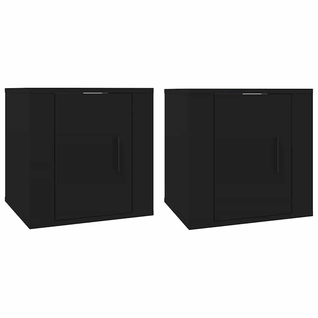 2 db fekete falra szerelhető TV-szekrény 40 x 34,5 x 40 cm