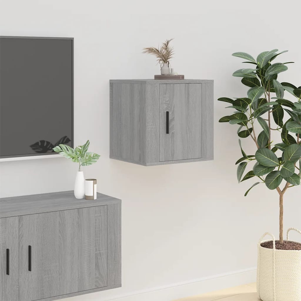2 db szürke sonoma falra szerelhető TV-szekrény 40x34,5x40 cm
