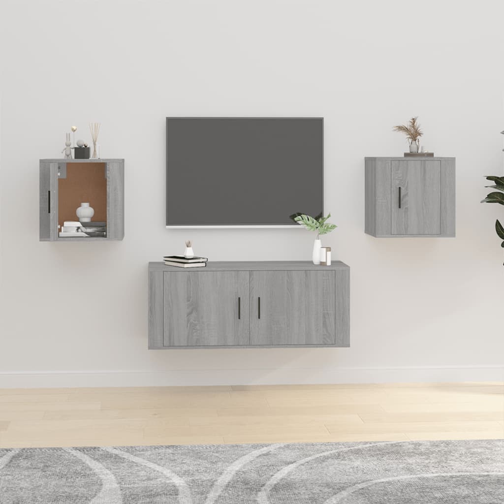 2 db szürke sonoma falra szerelhető TV-szekrény 40x34,5x40 cm