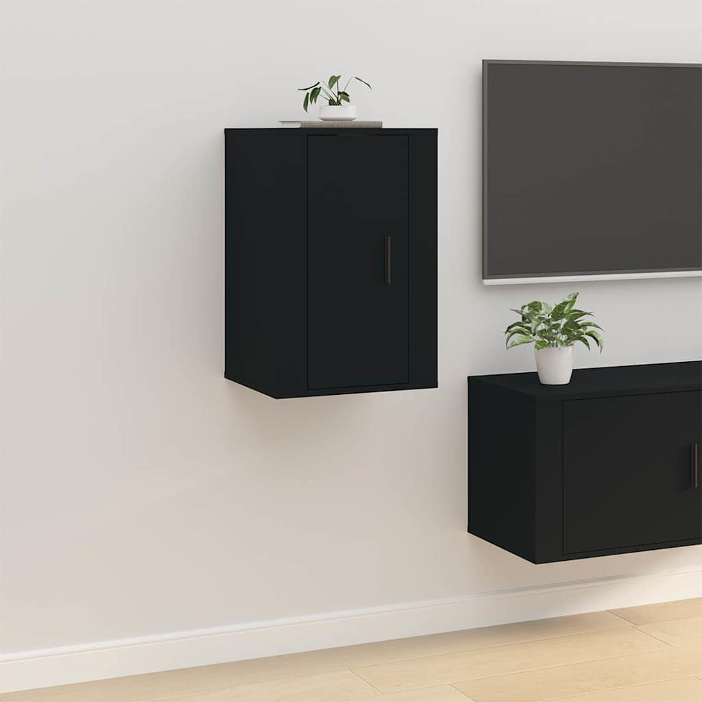 2 db fekete falra szerelhető TV-szekrény 40 x 34,5 x 60 cm