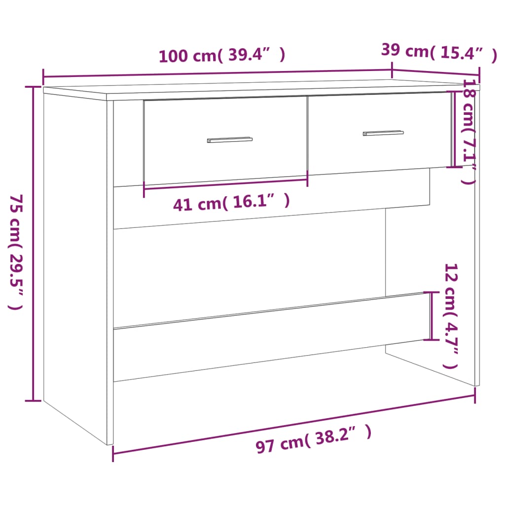 füstös tölgy színű szerelt fa tálalóasztal 100 x 39 x 75 cm