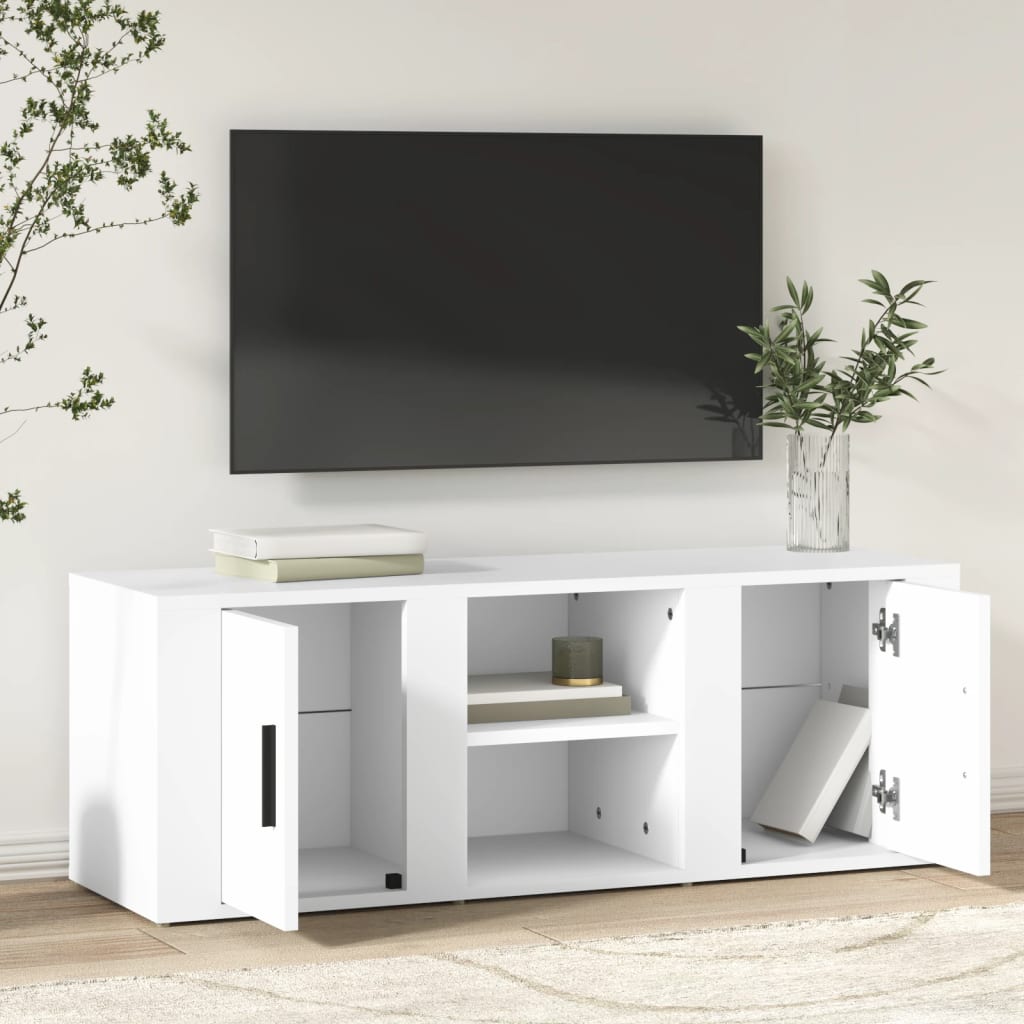 fehér szerelt fa TV-szekrény 100x31,5x35 cm