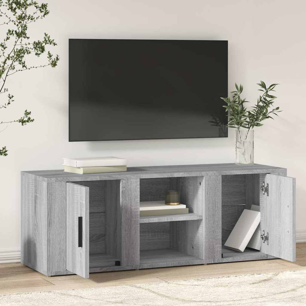 szürke sonoma színű szerelt fa TV-szekrény 100x31,5x35 cm
