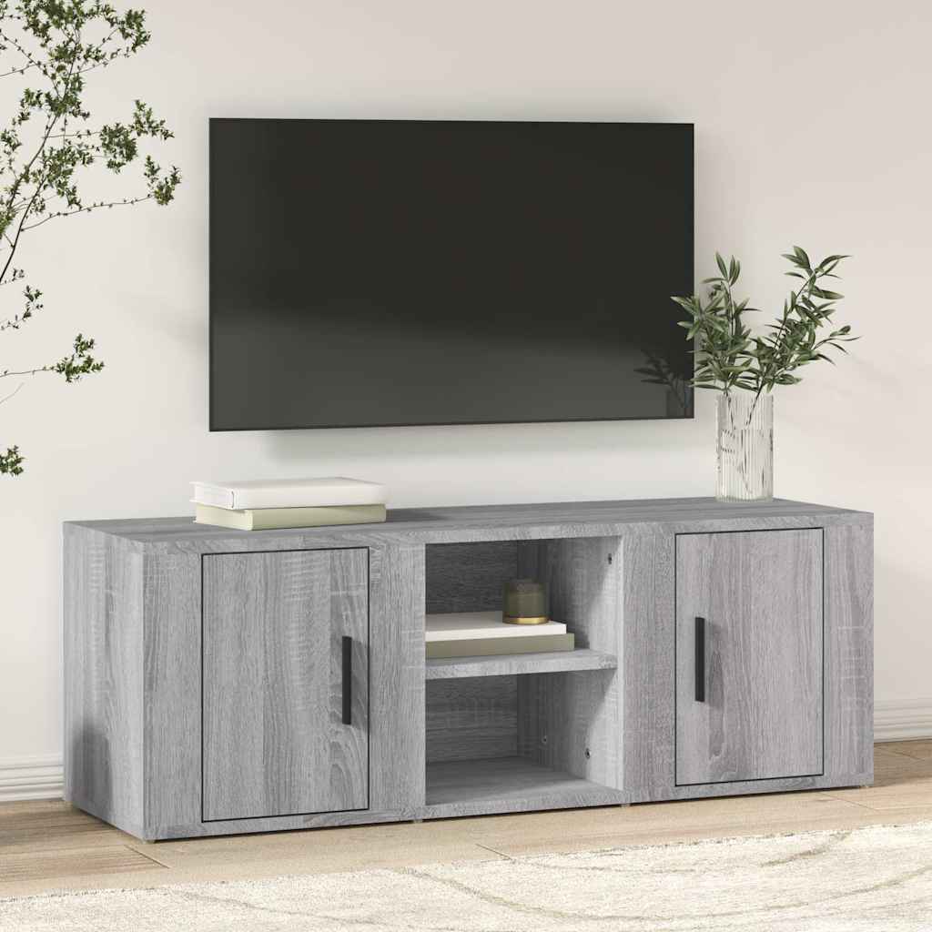 szürke sonoma színű szerelt fa TV-szekrény 100x31,5x35 cm