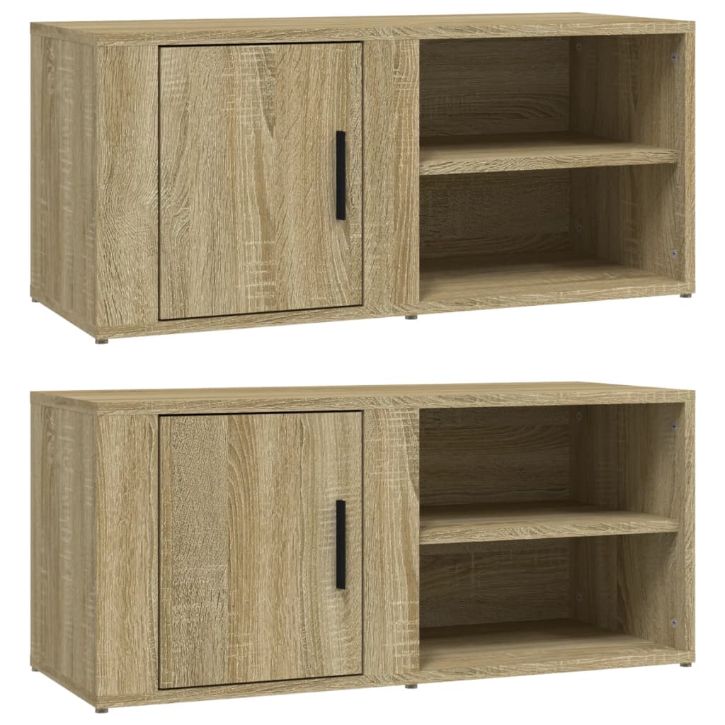 2 db sonoma tölgy színű szerelt fa TV-szekrény 80x31,5x36 cm