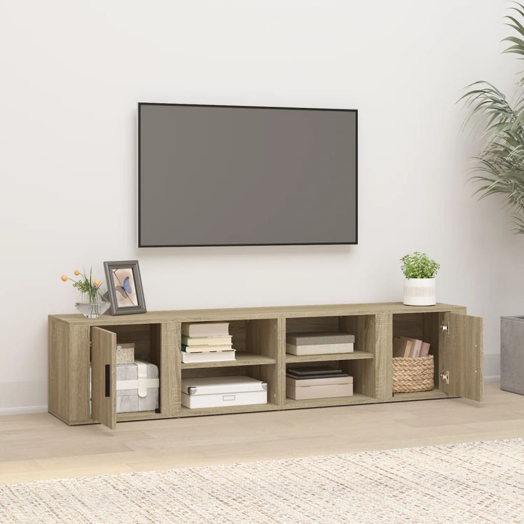 2 db sonoma tölgy színű szerelt fa TV-szekrény 80x31,5x36 cm