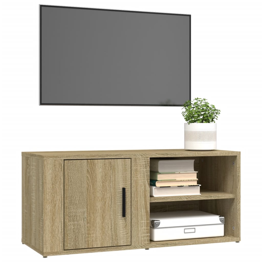 2 db sonoma tölgy színű szerelt fa TV-szekrény 80x31,5x36 cm