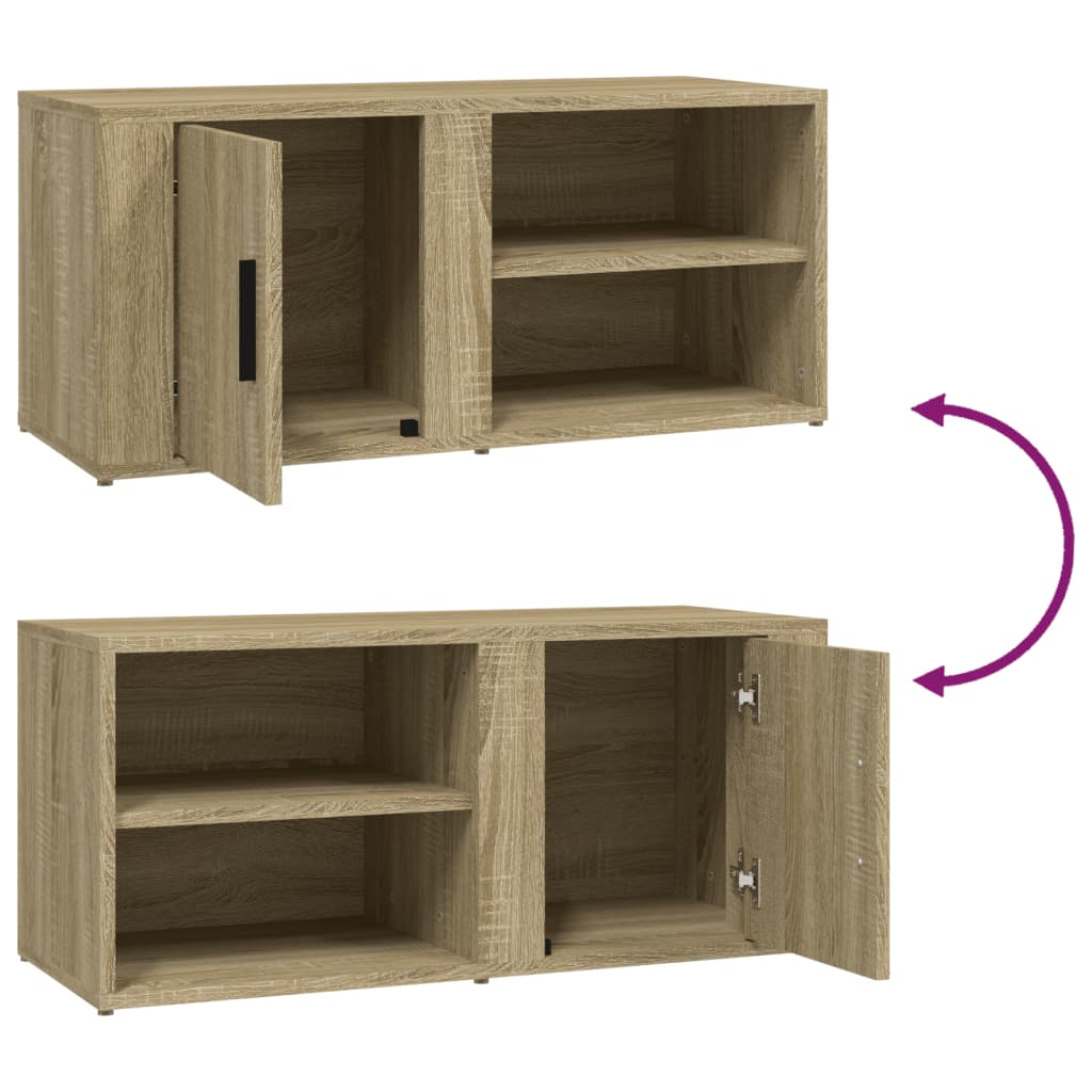 2 db sonoma tölgy színű szerelt fa TV-szekrény 80x31,5x36 cm