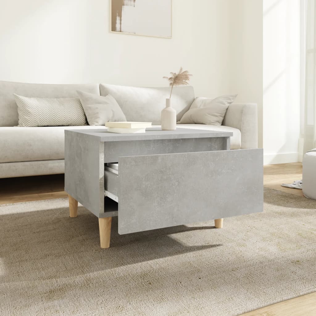 betonszürke szerelt fa dohányzóasztal 90x49x45 cm