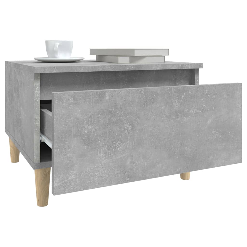 betonszürke szerelt fa dohányzóasztal 90x49x45 cm